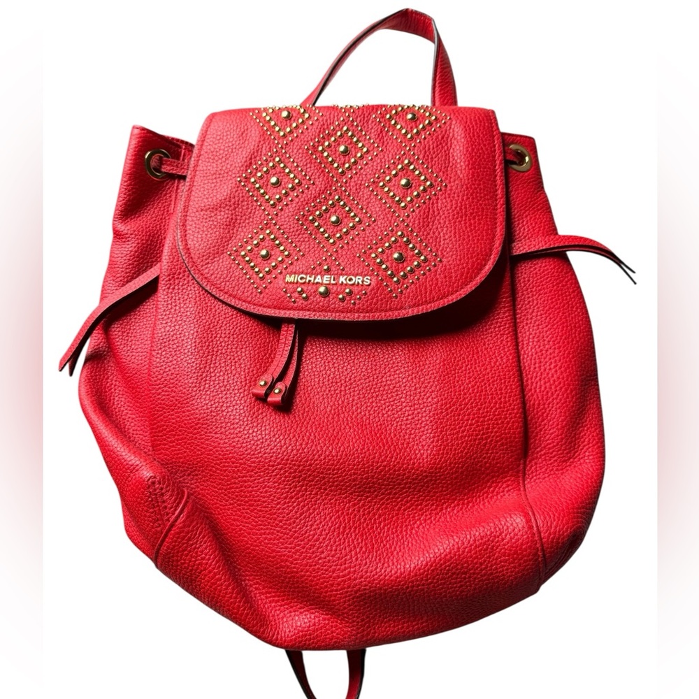 NWT Michael Kors Red Backpack with Gold Hardware